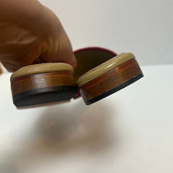 Artemis Pink White Silk Mule Slides Sz. 37 (US 6.5) - Picture 6 of 7